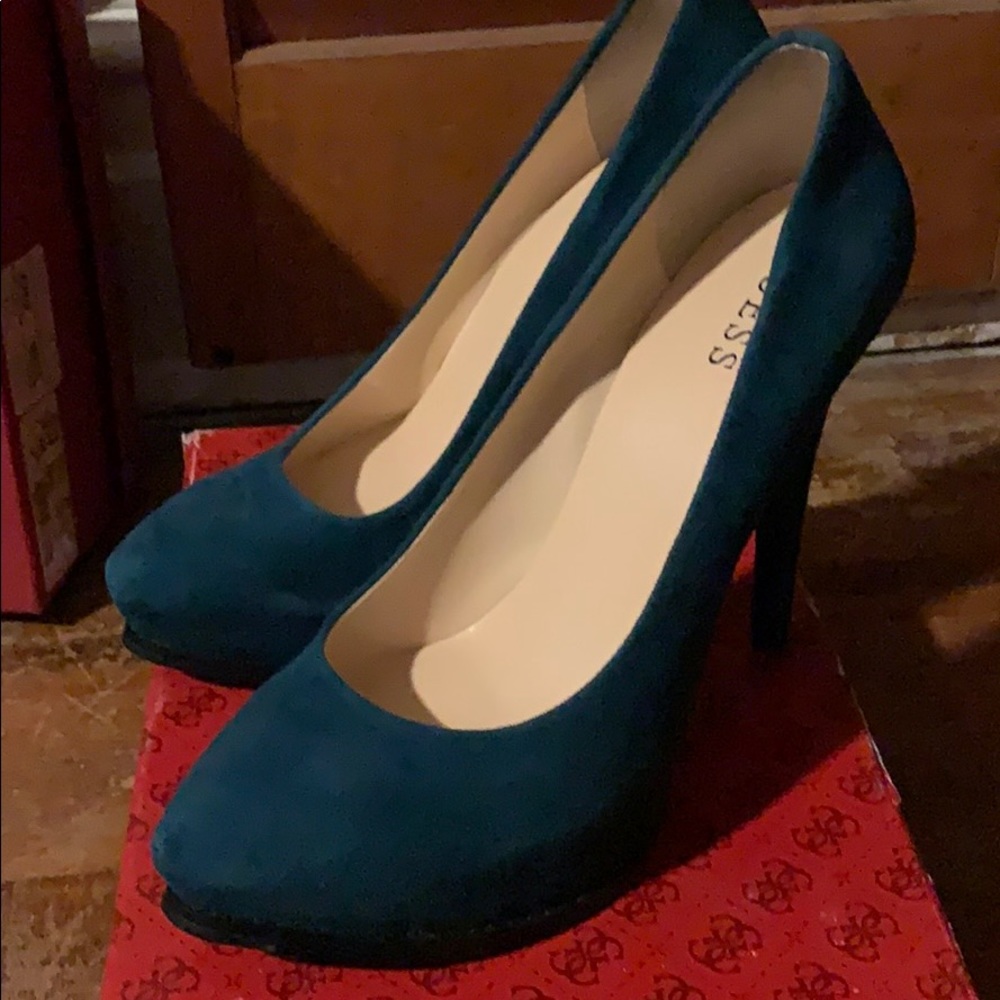 Guess teal pumps!